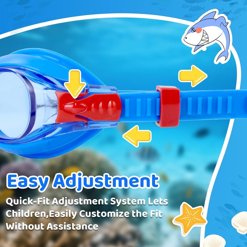 Vvinca Kids Swim Goggles with Fabric Strap No Tangle Pain-Free, Anti-Fog Swimming Pool Goggle No Leak for Toddlers Girls Boys - Image 5